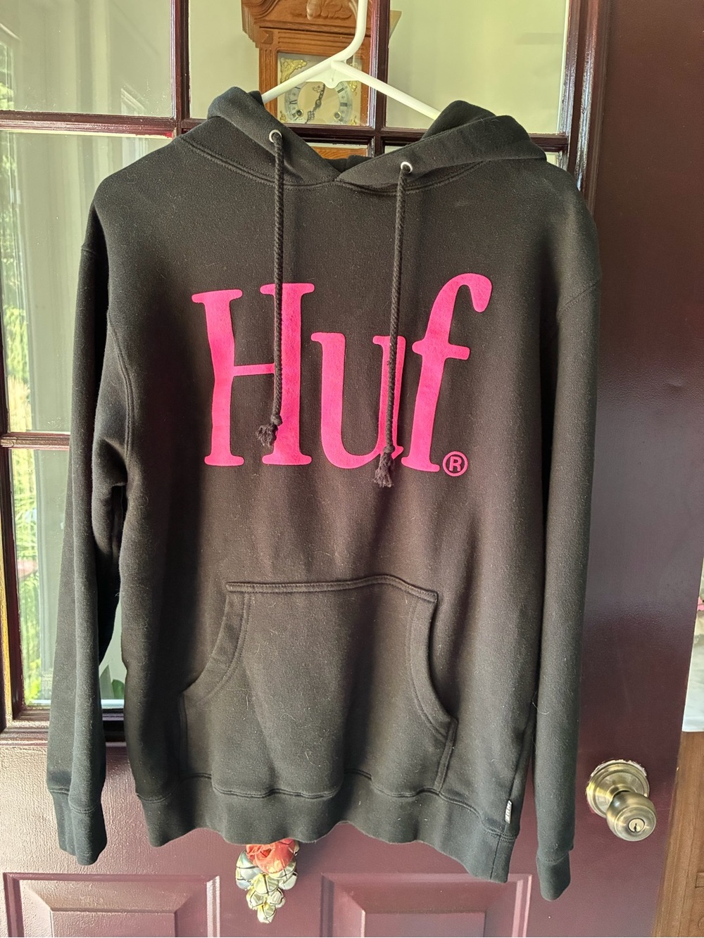 Black and Pink Huf Hoodie